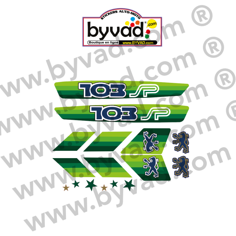 Kit autocollants Peugeot 103 SP Vert