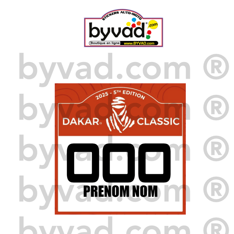 Plaque de rallye moto dakar 2025